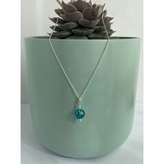 Baltic sapphire blue ombré amber pendant necklace