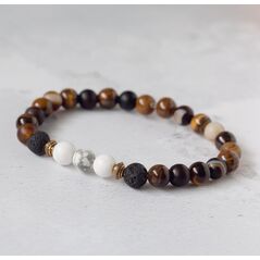 Believe gemstone kids essential oil diffuser bracelet with brown and white beads