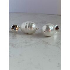 Statement shell pearl earrings in sterling silver