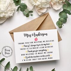 Personalised Thank You Teacher Card - Unique, Luxury Cards