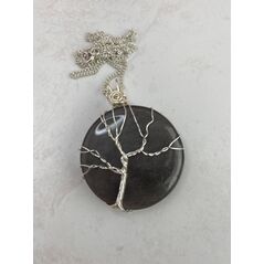 Tree of life on silver sheen obsidian