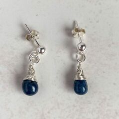 blue sapphire stud drop earrings