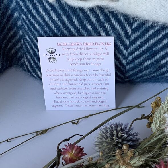 Dried Flowers Care Card