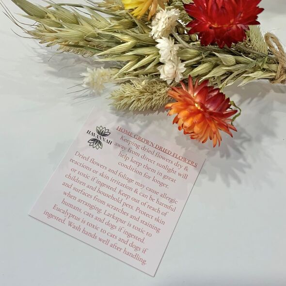 Dried flowers care card